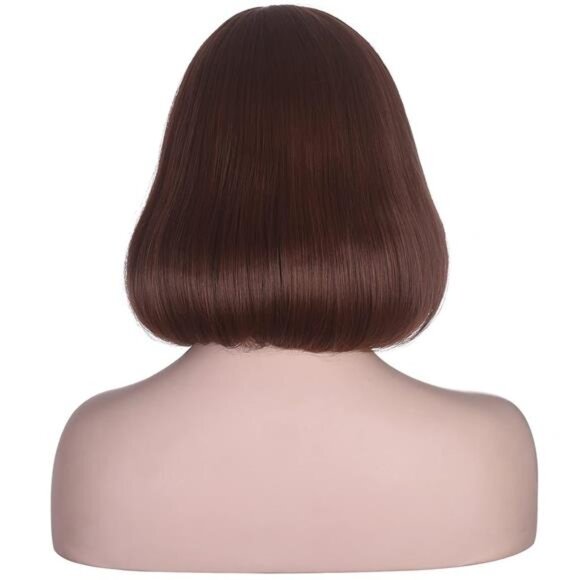 Short Brown Bob Wig with Bangs for Cosplay Costume Hallaween Party - Picture 4 of 7